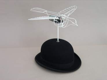 Bowler Bird, maquette with bowler hat.